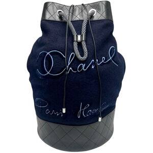 Chanel Women's Embroidered Drawstring Sling Bag, Quilted, Coco Mark, Shoulder...